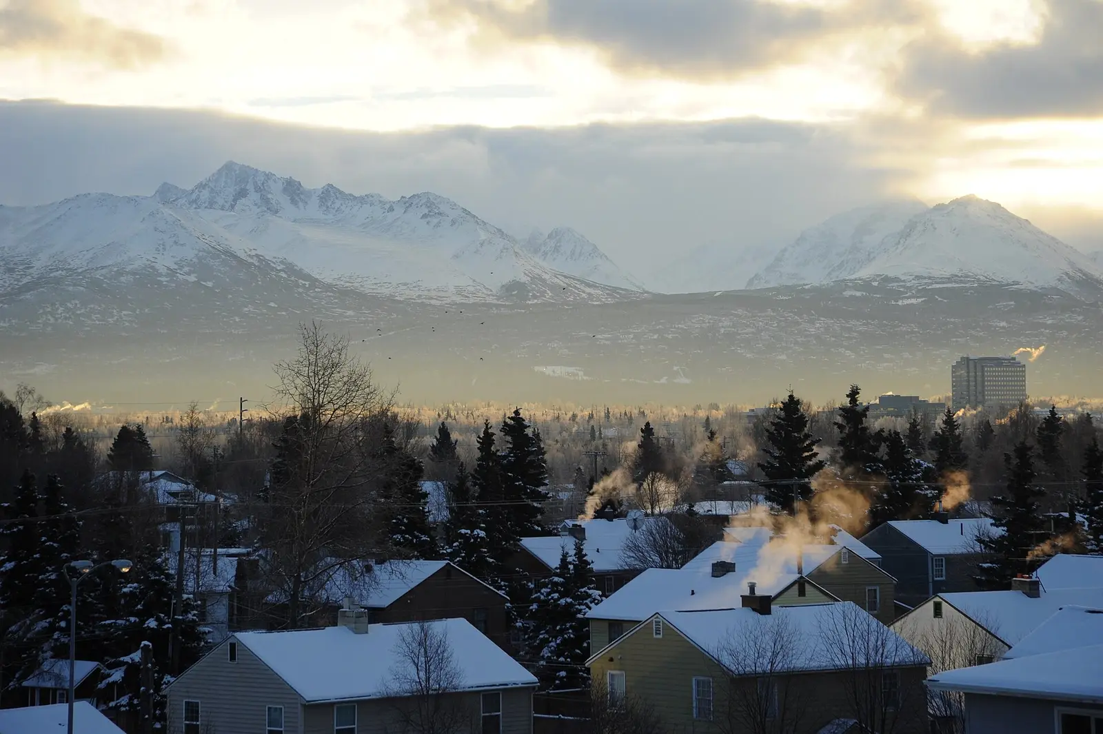 Anchorage below the Chugach Mountains