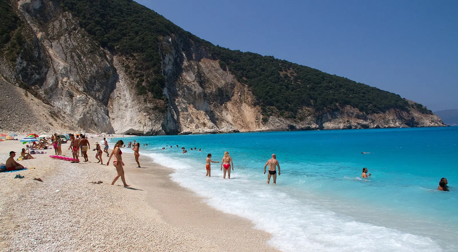 Myrtos Beach with turquoise water on Kefalonia