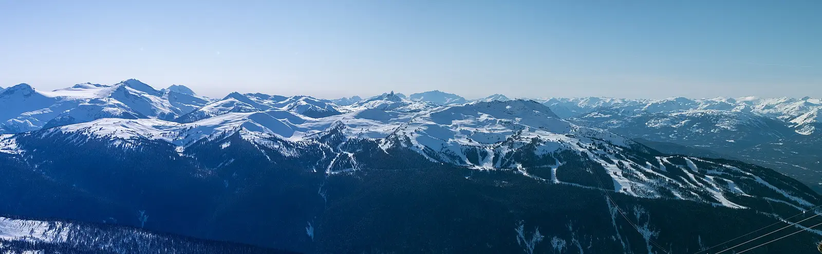 Whistler ski village below snowy peaks